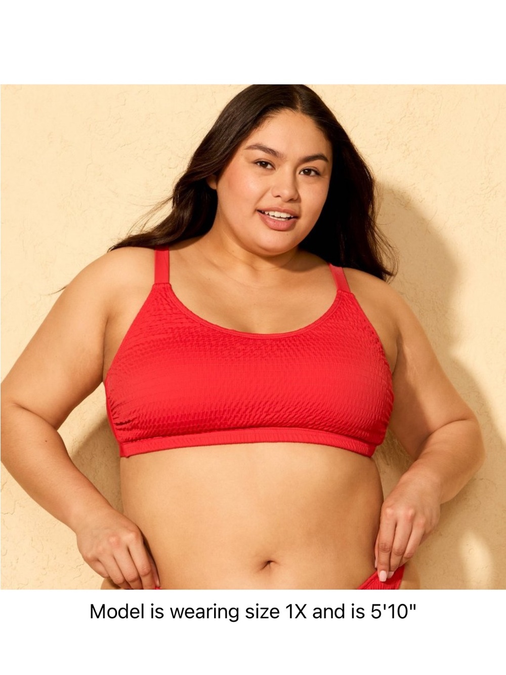 wild fable Red Textured Swim Bralette